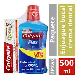 Kit de Higiene Oral Colgate Plax Ice x 500ml + Crema Total 12 x 75ml