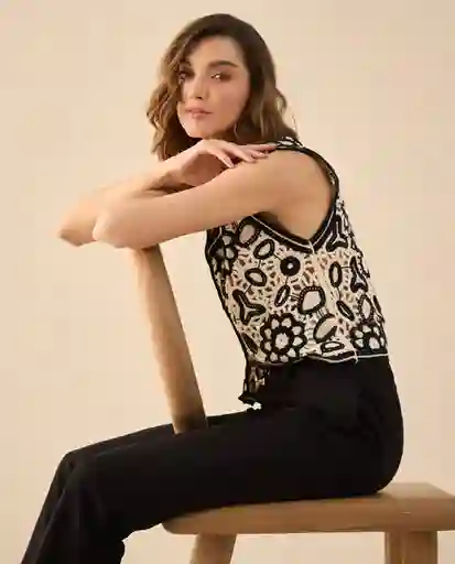 Chaleco Tejido Crudo Vainilla Claro Talla L 661G222 Esprit