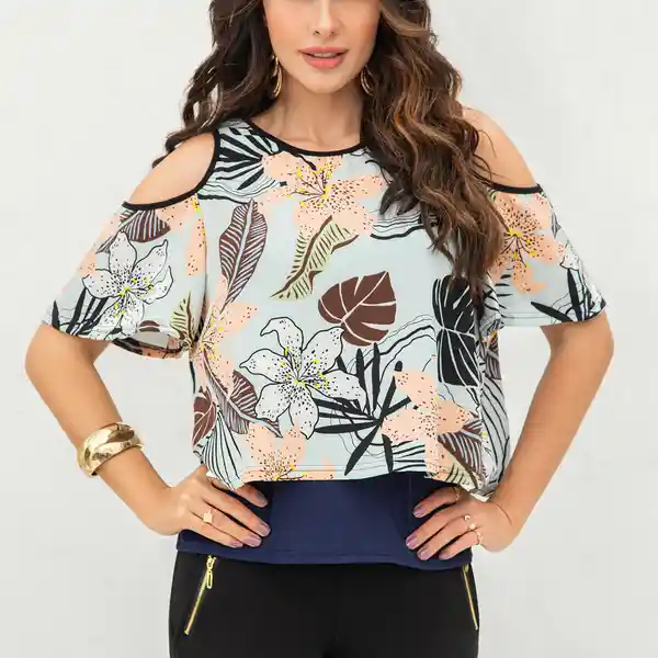 Croydon Blusa Carmelina Mujer Azul Celeste Talla L