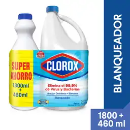 Blanqueador Clorox Original 1.8 lt + Blanqueador Clorox Original 460 ml