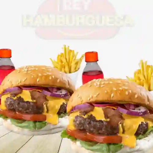 Dos combo cheddar hamburguesas