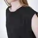 Blusa Manga Rodada Escote Redondo Negro M Fuera de Serie