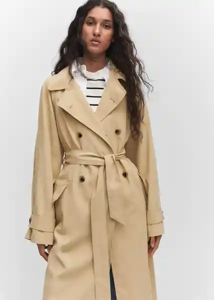 Abrigo Trench Copito Beige Talla M Mujer Mango