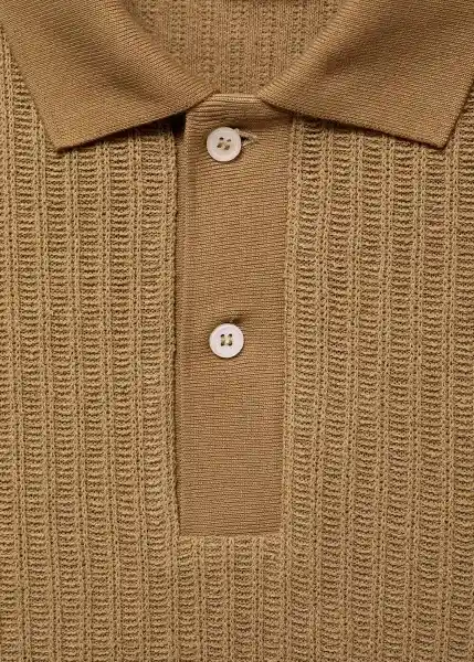 Camiseta Polo Openp Beige Talla M Hombre Mango