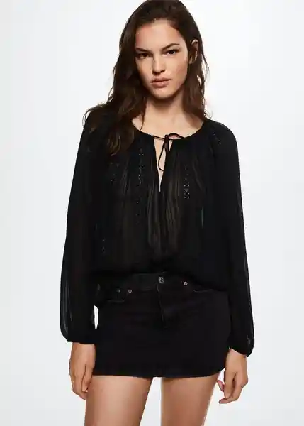 Blusa Olga Negro Talla S Mujer Mango