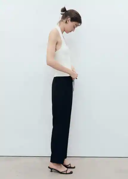 Pantalón Fluido Negro Talla XS Mujer Mango