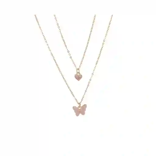 Collar Multicadena Corazón de Cristal Serie Mariposas Miniso