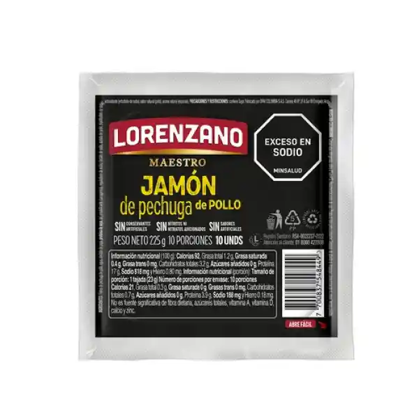 Lorenzano Jamón Pechuga Pollo Maestro