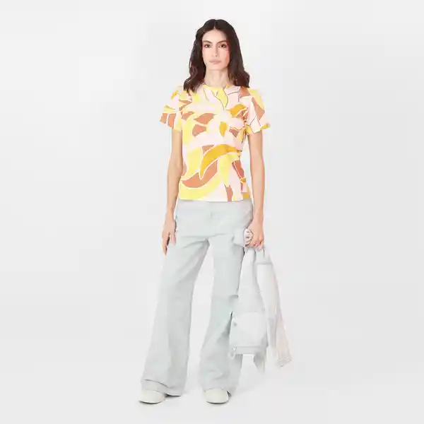 Camiseta Cuello Redondo Manga Corta Multicolor Talla XS 688048