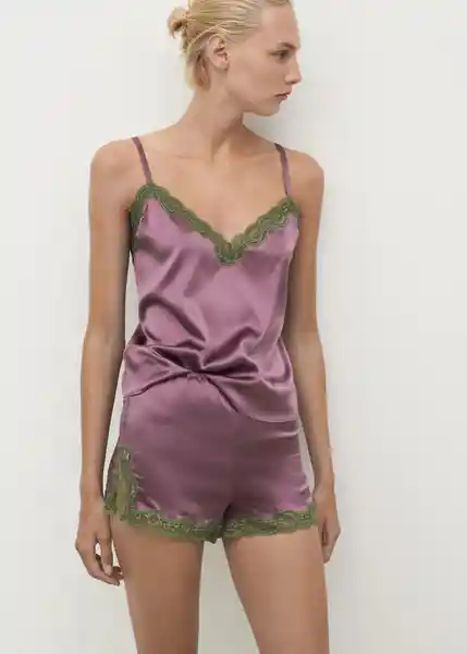 Short Pijama Jones Ciruela Talla L Mujer Mango