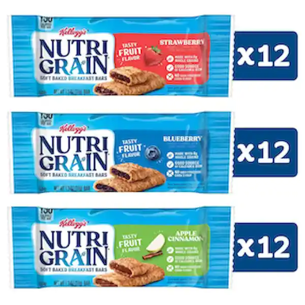 Kelloggs Barras Integrales y Fruta Real Nutri Grain