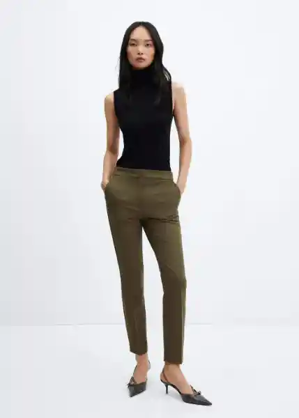 Pantalón Roque Verde Talla 34 Mujer Mango