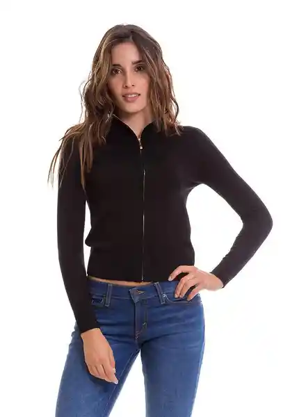 Saco Tejido Abierto Para Mujer Negro T. XS