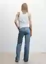 Pantalón Jean Widemum Tejano Medio Talla 34 Mujer Mango