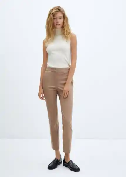 Pantalón Roque Topo Talla 38 Mujer Mango