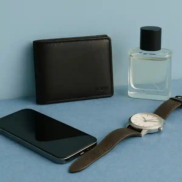 Billetera de Hombre Básica Negra Serie Miniso