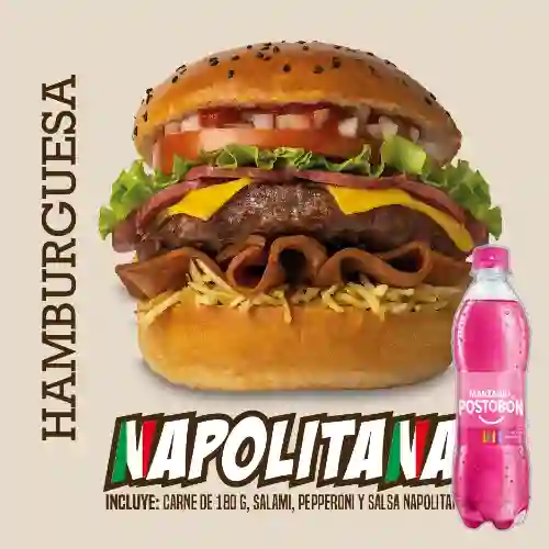Hamburguesa 180 G Napolitana +Manzana Postobón 400ml