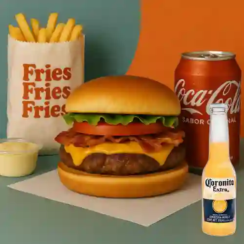 Combo Bacon & Cheese + Corona 210 ml