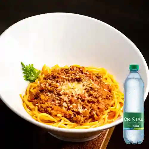 Combo Bowl Pasta Boloñesa + Agua con Cristal con Gas
