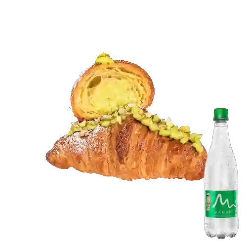 Combo Croissant de Pistachos +Manantial C/gas 600ml