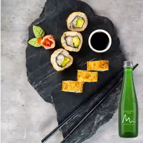Combo Rollo Tempura X 6 + Manantial Con Gas 400 ml