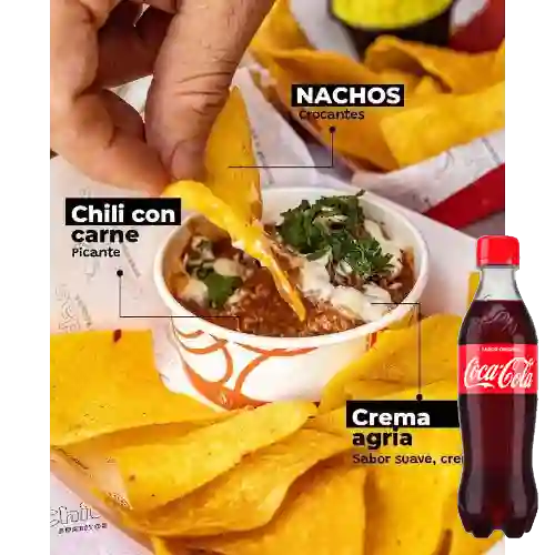 Combo Nachos Dobles Chili con Carne + Cocacola 400Ml