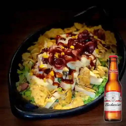 Combo Choripapa Plebeya Sencilla + Budweiser Bot. 250ml