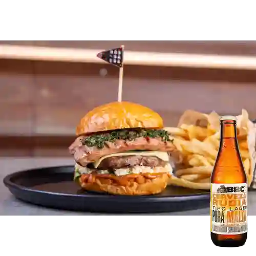 Combo Hamburguesa Blanca Celeste + BBC Lager 330 ml