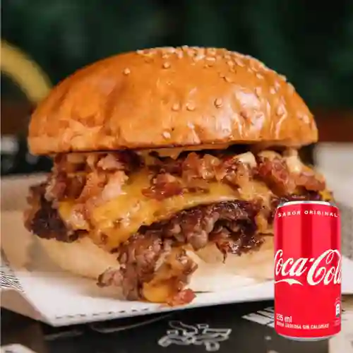 Burger Smash Doble Carne Aplastada +CocaCola Org Lata 235ml