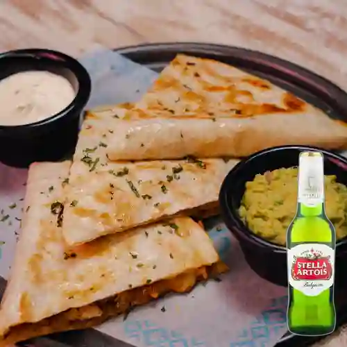 Combo Quesadilla de Pollo + Stella Artois 350 ml