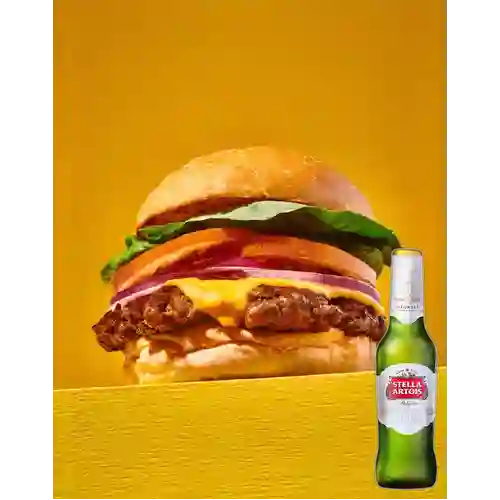 Combo Cheeseburger + Cerveza Stella Artois Bot. 330ml