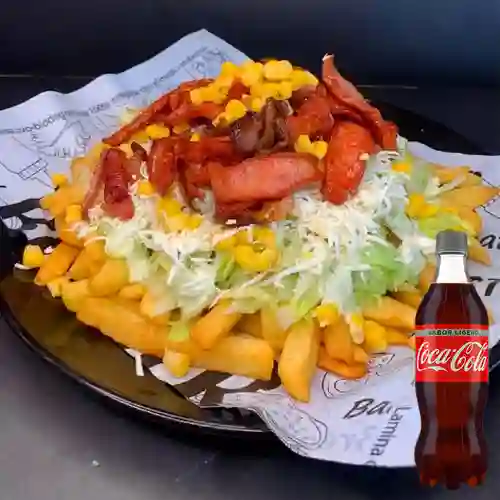 Combo Salchipapa Ranchera +Cocacola Light 400ml
