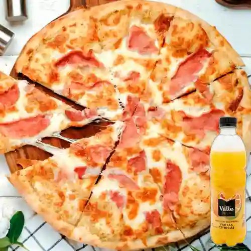 Pizza Jamón Mediana +Del Valle Cítricos Frescos 500ml