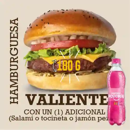 Hamburguesa Valiente 180 G +Manzana Postobón 400ml