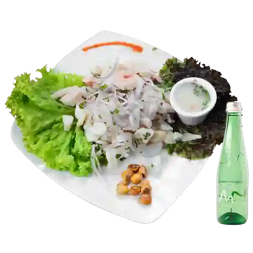 Combo Ceviche Mixto + Manantial Con Gas 330 ml 