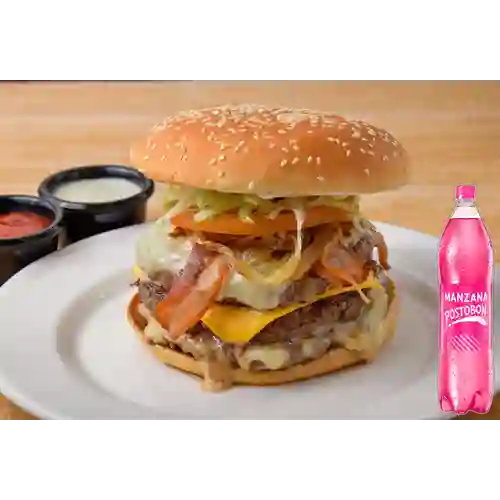 Combo Hamburguesa Triple + Postobón Manzana 1.5 l