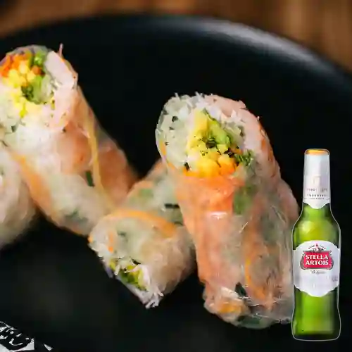 Combo Rollos Primavera + Stella Artois Bot. 330ml