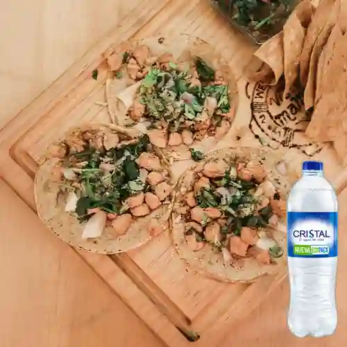 Combo Tacos Chicharrón X3 + Cristal Sin Gas 600 ml