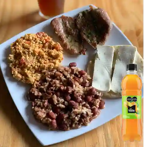 Calentao Carne&Huevo +Del Valle Mandarina Piña 500ml