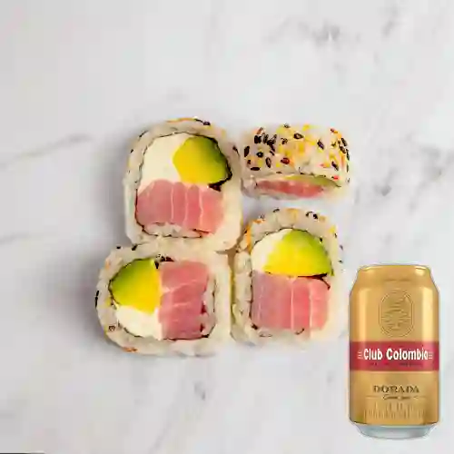Combo Philadelphia Atún Roll + Club Col. Dorada Lata 330ml