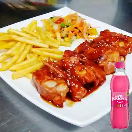 Combo Costillas BBQ + Postobón Manzana 250 ml