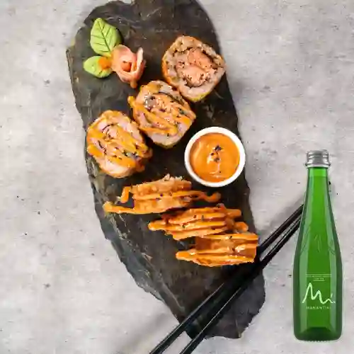 Combo Salmón Tempura X 12 + Manantial Con Gas 400 ml