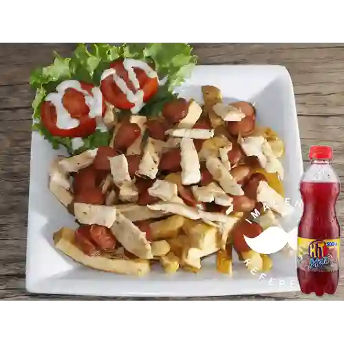 Combo Salchipapa con Pollo + Hit Mora 500 ml
