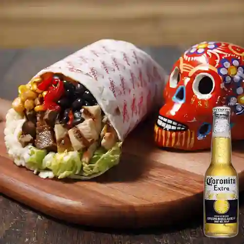 Combo Burrito de 1 Carne + Cerveza Coronita Bot. 210ml