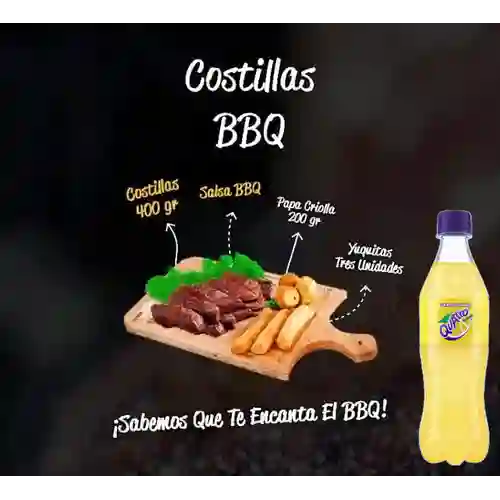 Combo Costillas BBQ + Quatro 400 ml