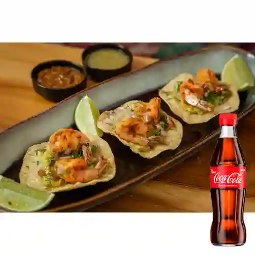 Combo Tacos de Camaron + Coca Cola Original 300ML