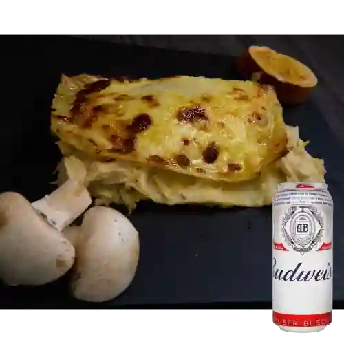 Combo Pollo Champi Mediana + Budweiser