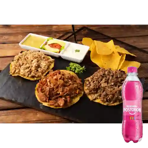 Combo Chalupas + Gaseosa 400 ml Coca Cola Manzana Uva