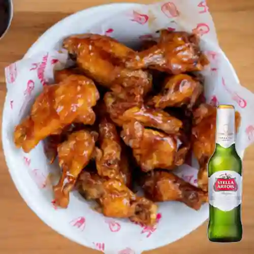 Combo Alitas Picantes + Stella Artois Bot. 330ml