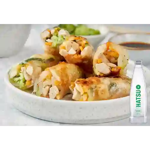 Rollitos Primavera de Pollo +Agua Hatsu C/Gas 300ml